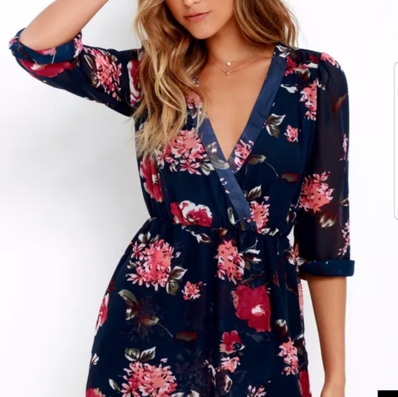 NWT PRETTY PRETENDER NAVY FLORAL PRINT DRESS - Picture 8 of 8